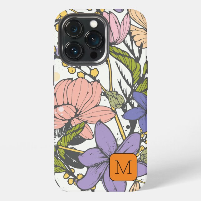 Coque iPhone Original Girly coloré encre art Joli botanique (Dos)