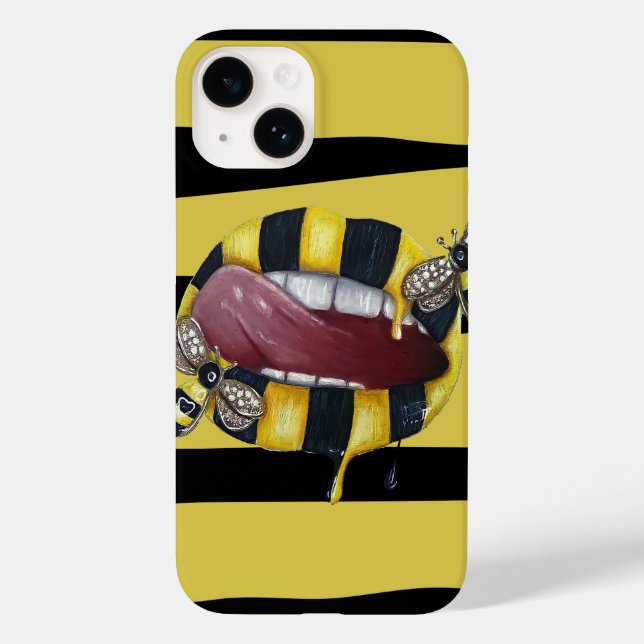 Coque iphone OtterBox rayé jaune et noir (Verso)