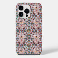 Ours en peluche floral boho et mandala orné sans c