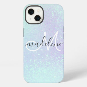 Etui iPhone 13 Pailleté holographique pastel iridescent monogramm