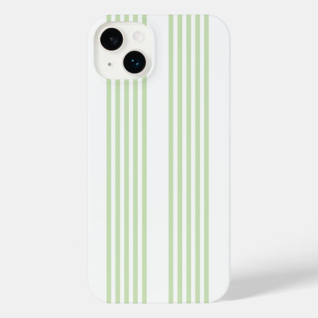 Coque iPhone Pale vert et blanc cinq bandes motif (Verso)