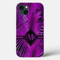 Palme violet tropicale monogramme