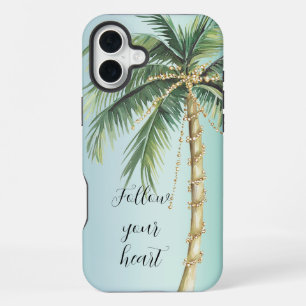 Coque iPhone 16 Plus Palmier Tropical Glamour Doré