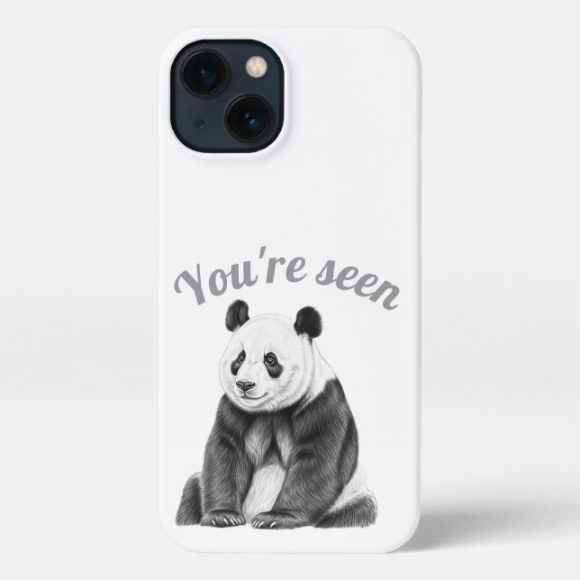Coque iPhone Panda Bear Sketch Art Phone Case (Verso)