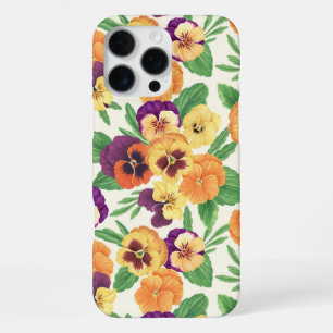 Coque iPhone 16 Pro Max Pansies sur blanc cassé