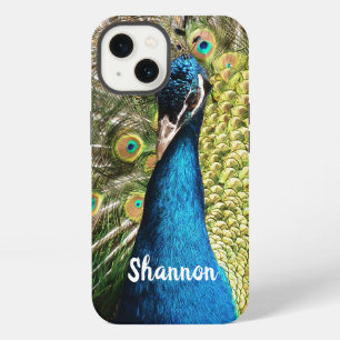 Etui iPhone 13 Paon bleu brillant personnalisé