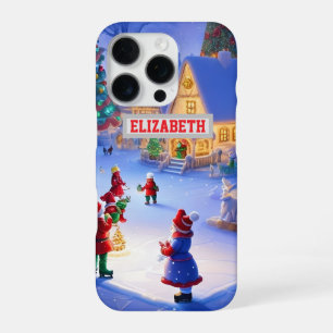 Coque iPhone 16 Pro Papier Peint Photo de Noël Personnalisé Avec Nom