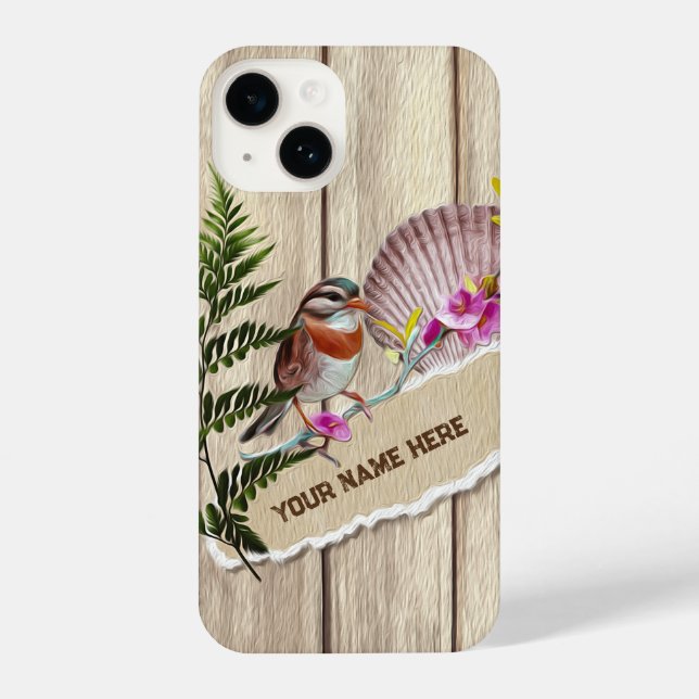 Coque iPhone Papier tordu rustique Peinture à huile de bois Per (Verso)
