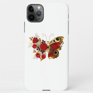 Coque iPhone 11Pro Max Papillon de fleurs rouges aux roses rouges