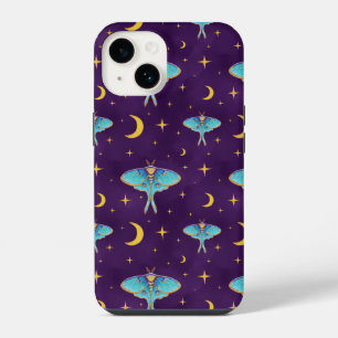 Coque Pour iPhone 14 Papillon de lune Ciels de lune & Étoiles Violet
