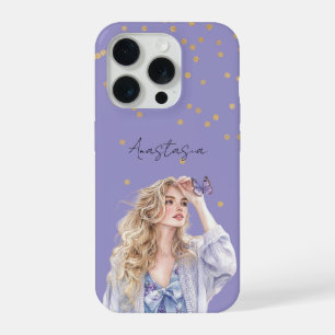Papillon Fille Blonde Confettis Or Violet