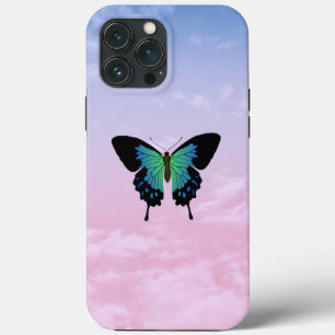 Coque iphone papillon noir et bleu coloré