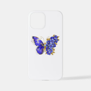 Coque iPhone 12 Mini Papillon Saphir Fleur