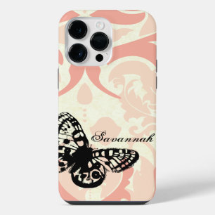 Coque Pour Pour iPhone 14 Pro Max Papillon vintage tout simplement Peachy Damask coq
