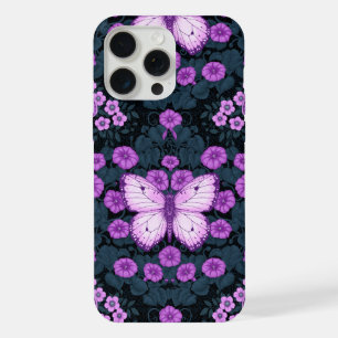 Papillons et symétrie des fleurs, violet et bleu
