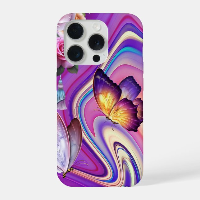 Coque iPhone Papillons et tourbillons (Verso)