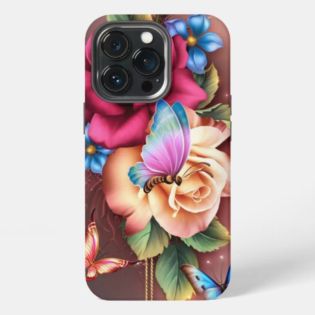 Coque iPhone Papillons & Fleurs (Dos)