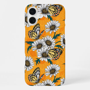 Coque iPhone 16 Plus Papillons Jézabel et fleurs marguerites