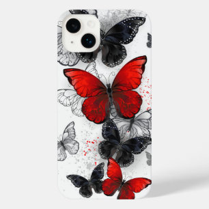 Papillons noirs et rouges volants