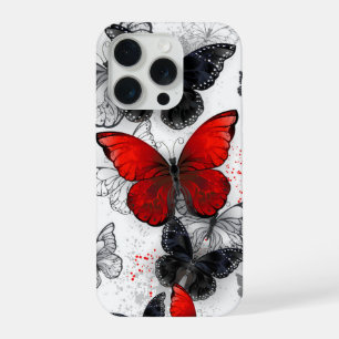 Papillons noirs et rouges volants