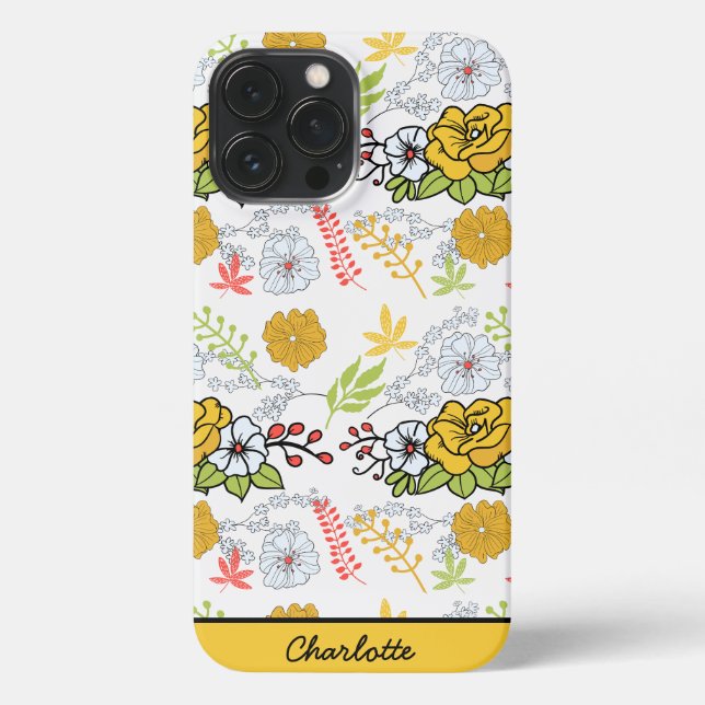 Coque iPhone Parfum fleuri vert nom personnalisé (Verso)