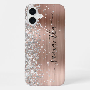 Coque iPhone 16 Plus Parties scintillant argent Rose or Metallic Girly 