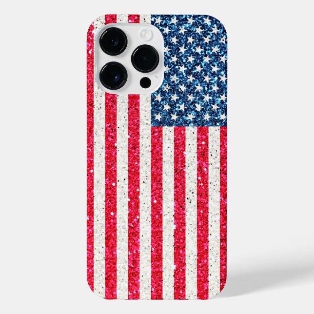 Coque iPhone Parties scintillant Bleue Rouge Patriotique Améric (Verso)