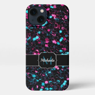 Etui iPhone 13 Parties scintillant brillante en mosaïque bleue ro