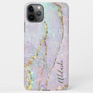Coque iPhone 11Pro Max parties scintillant d'art en marbre pastel