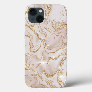 Etui iPhone 13 Parties scintillant de luxe en marbre
