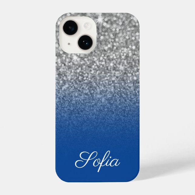 Coque iPhone Parties scintillant en argent Sparkly Faux et Ombr (Verso)