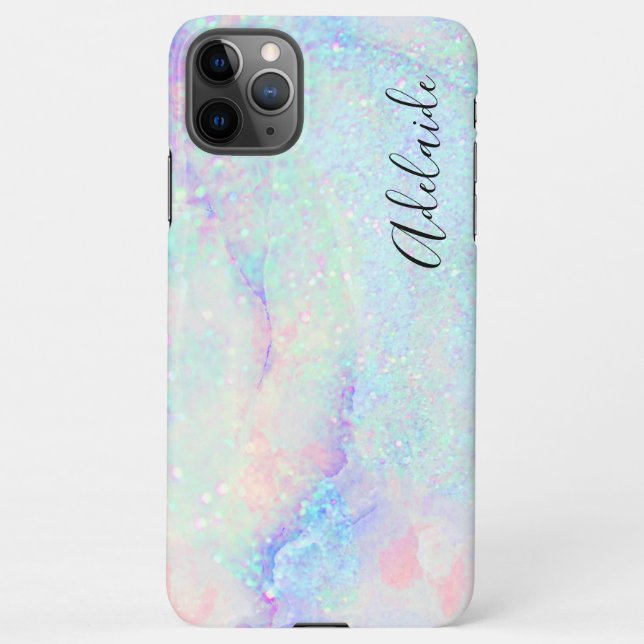 Coque iPhone parties scintillant en marbre pastel (Dos)
