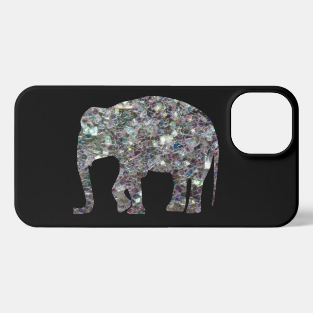 Coque iPhone Parties scintillant en mosaïque argentée mince Ele (Verso Horizontal)
