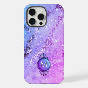 Parties scintillant pastel violet et bijou monogra