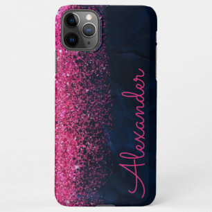 Coque iPhone 11Pro Max Parties scintillant rose personnalisée Marine Marb