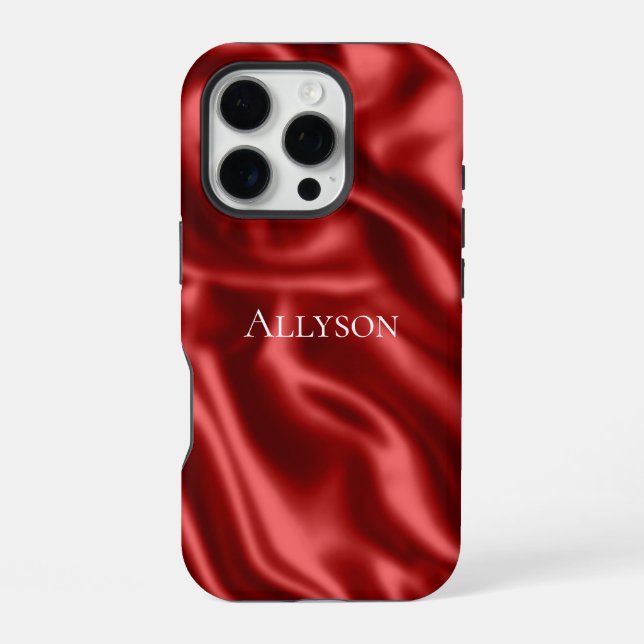 Coque iPhone Passion Rouge Romantique Faux Satin (Verso)