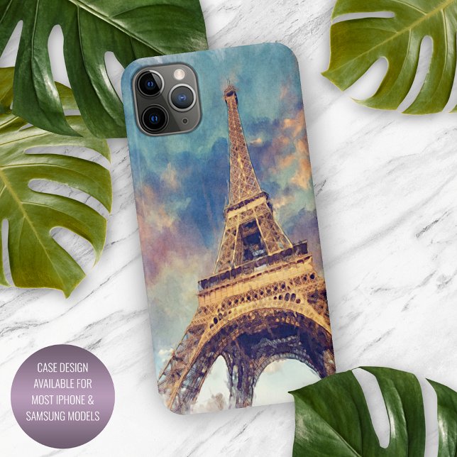 Coque iPhone Pastel Aquarelle Paris Tour Eiffel (Créateur téléchargé)