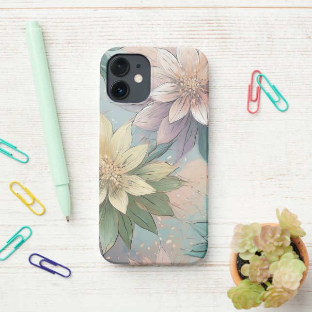 Coque iPhone Pastel Blossom éclate : Floral Explosion Motif (Sur le bureau)