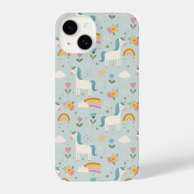 Coque iPhone Pastel mignon Rainbow Unicorn Motif (Verso)