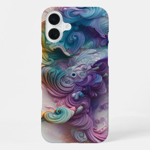 Coque iPhone 16 Plus Pastels de vague arc-en-ciel Art IA
