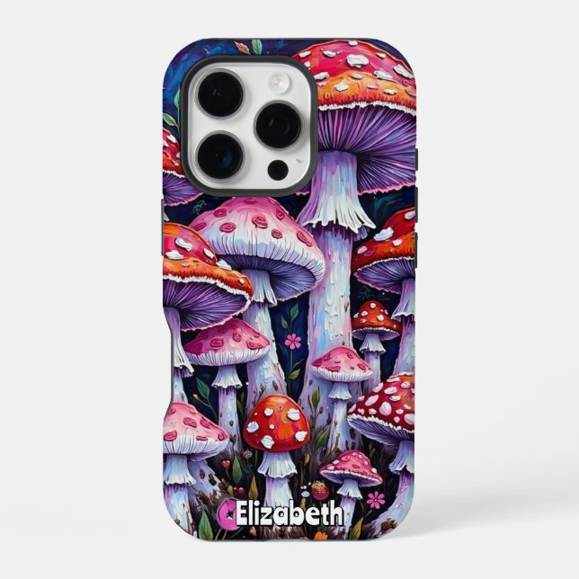 Coque iPhone Patch de champignons sur la Lune (Verso)