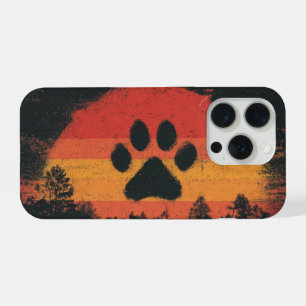 Patte de chien silhouette vintage coucher de solei