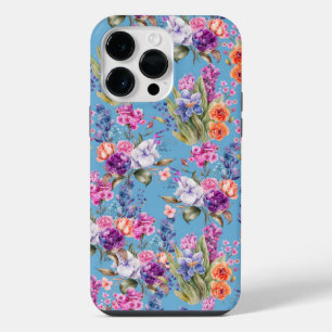 Coque Pour Pour iPhone 14 Pro Max Pays Jolies fleurs de jardin sur Arrière - plan bl