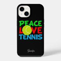 Peace Love Tennis Player Cute Personnalisé Noir