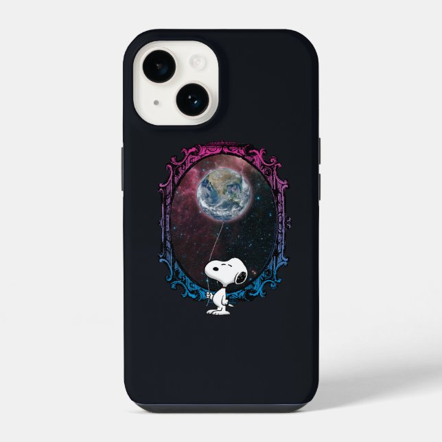 Coque iPhone Peanuts | Snoopy dans l'espace Ballon (Verso)