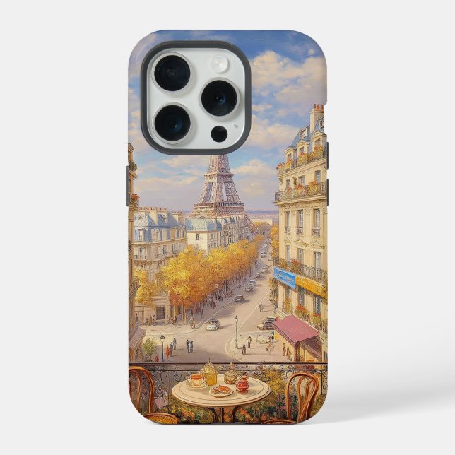 Coque iPhone Peinture à l'huile avec vue sur balcon romantique  (Verso)