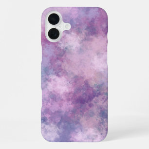 Coque iPhone 16 Plus Peinture Acrylique Abstraite Bleue, Lilas, Rose