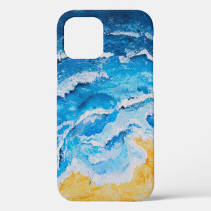 Coque iPhone 12 Peinture de mer et de plage en acrylique sur cheva