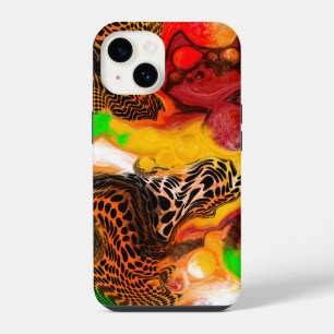 Coque Pour iPhone 14 Peinture numérique coulée orange citron abstraite