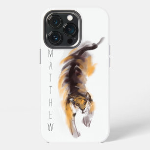 Etui iPhone 13 Pro Peinture originale de tigre Signe du zodiaque chin